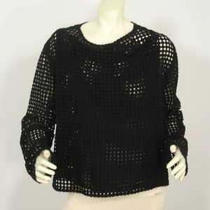 NWT ELIE TAHARI HARLA BLACK CROCHET WRAP JACKET XL